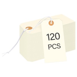 Liatinbo Gift Tags with Elastic String,Blank Shipping Tags Large Marking Gift Bags Tags Writable Price Tags Inventory Tags (Yellow, 120 Count (Pack of 120))