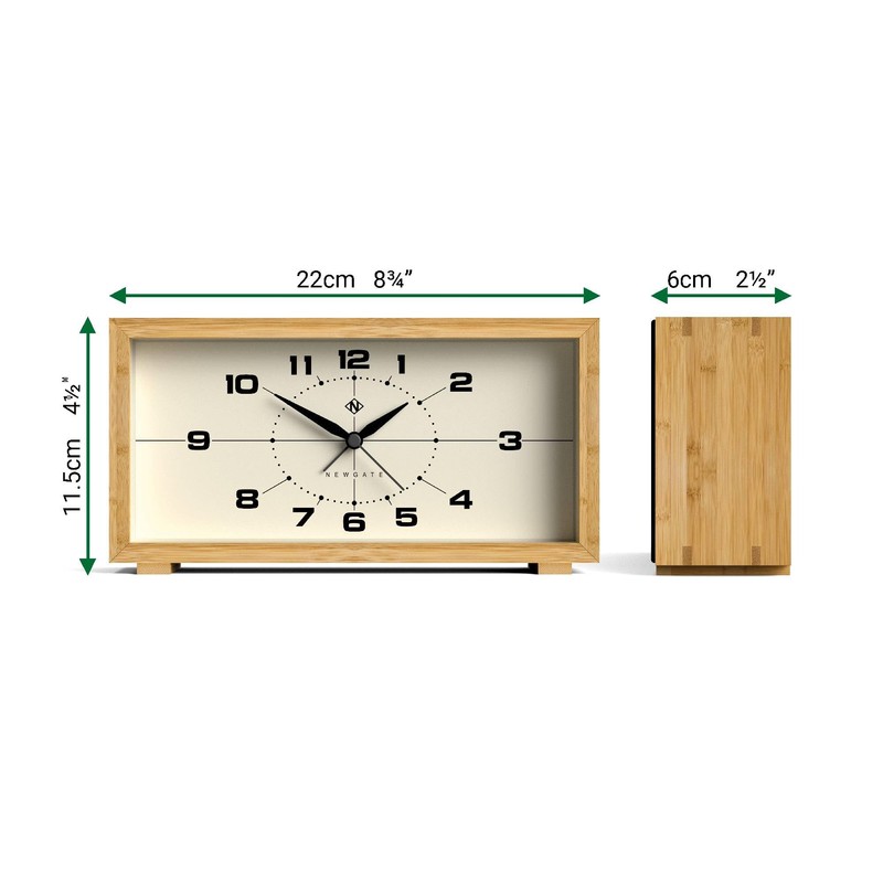 NEWGATE® Lemur Alarm Clock | Rectangular Design | Bamboo case