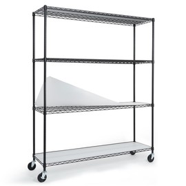 CAPHAUS NSF Commercial Grade Heavy Duty Wire Shelving w/Wheels, Leveling Feet & Liners, Storage Metal Shelf, Garage Shelving Storage, Utility Wire Rack Storage Shelves, w/Liner, 60 x 18 x 76 4-Tier