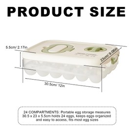 FINELYCR Egg Storage Fridge, 24 Compartments Egg Container for Fridge with Drawers, Egg Storage, Stackable Egg Box, Plastic, for Kitchen Fridge, Dining Table, Cabinets