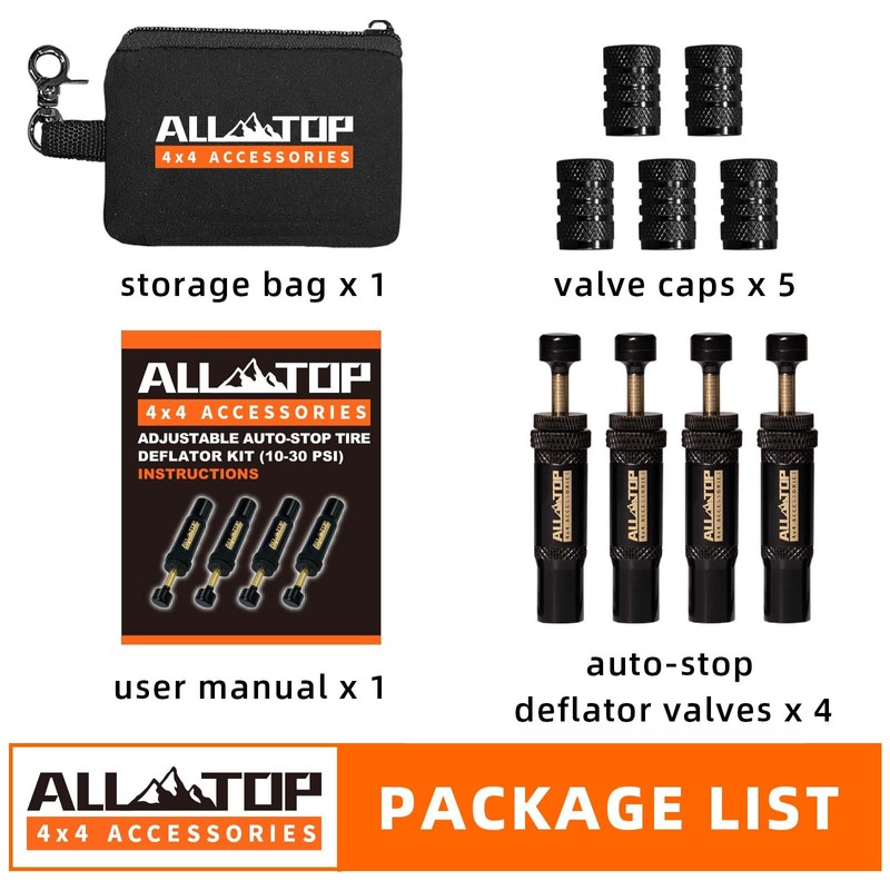 ALL-TOP Adjustable Auto-Stop Tire Deflator Valve Kit (10-30 PSI) 4