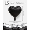 TIPKITS 15 PCS Black Heart Balloons, 18 Inch White Heart