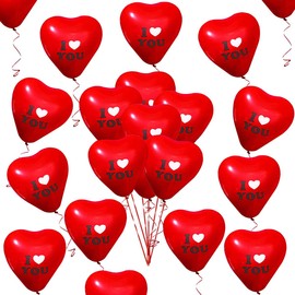 50 Pieces Red Love Heart Balloons Heart Balloons for Valentine's Day Wedding Anniversary Engagement Birthday Garden Graduation Prom Party Decoration Romantic Decoration