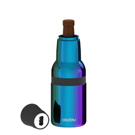 asobu Frosty Beer 2.0 Fully Insulated Stainless Steel 12 Ounce Beer Bottle and Can Cooler with Beer Bottle Opener (Green Ocean)