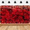 Red Rose Valentine's Day Banner Backdrop, Valentine's Day Party Decorations,
