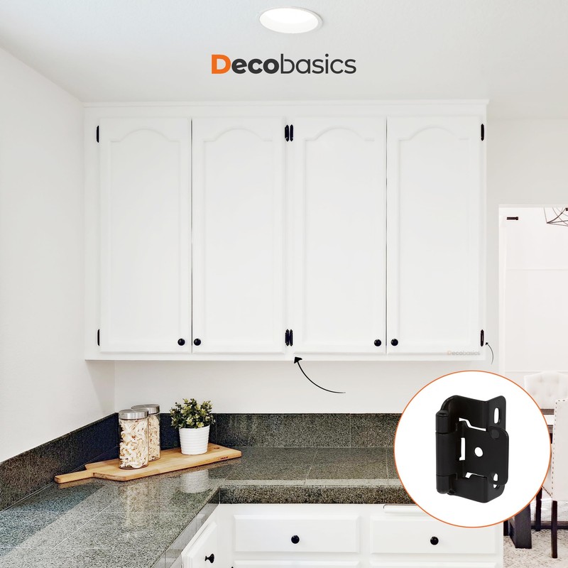 DecoBasics 20 Pack 1/2" Overlay Black Cabinet Hinges for Cabint