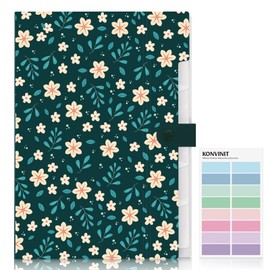 KONVINIT Document Folder A4 - Expanding File Document Organiser with 6 Pockets Large Capacity Floral Pattern Folder System Organiser Folder Aesthetic School Supplies