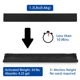 Sabary 24 Pcs Water Barrier 5 ft x 6.5 inch Absorbent Flood Barriers Home Sandless Sand Bags for Flooding Reusable Water Absorber Snake for Rain Hurricane Garage Basement Door (Black)