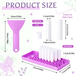 Singhoow 100 Pcs 5g Lip Balm Tubes with Filling Tray and Spatula with Caps, 120 Pcs Tamper Tab Labels, for DIY Homemade Lipsticks, Solid Perfume, Gifts, Leak Free(White)