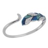 Open Ring S925 Sterling Silver Dazzling Platinum Blue Green Gradient