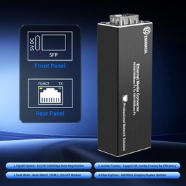 ENIANHUA 1 Pack Gigabit LC Fiber to Ethernet Media Converter, Mini Ethernet PoE PD SFP Fiber Media Converter, Mini 1x 10/100/1000Base-T RJ45 to 100FX/1000Base-X SFP Slot Converter Transceiver