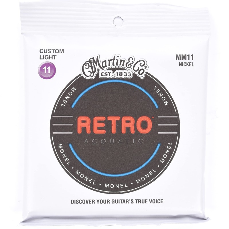 Martin Cuerdas de guitarra acústica retro - .011-.052 Luz personalizada