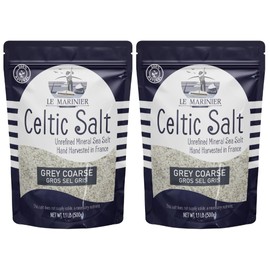 Le Marinier Celtic Salt Organic Grey Coarse, 1.1lb - 18oz Pack of 2. Mineral Rich Unrefined French Sea Salt 100% Natural, Hand Harvested (1.1lb Grey Coarse - Pack of 2)