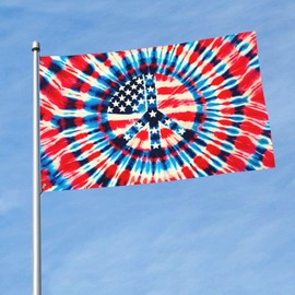 zyatbwi Tie Dye Peace Flag World Peace Rainbow Sign US Flags 3x5 Ft for Home Outdoor Indoor Decoration Banner