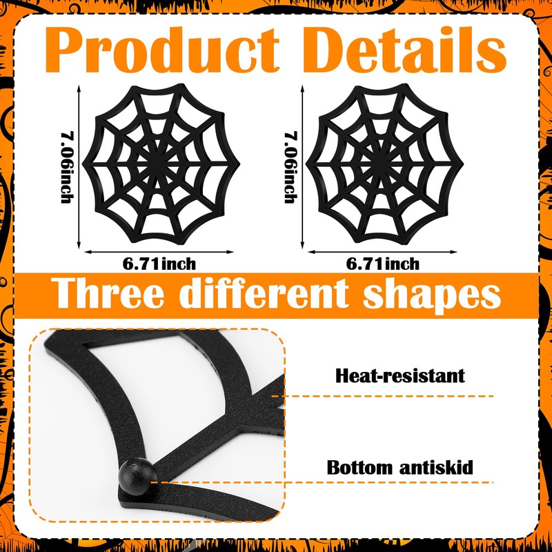 Meanplan 2 Pack Cast Iron Trivet Halloween Gothic Cobweb Trivet