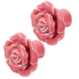 BESPORTBLE 2PCS Pink Pulls Knobs Round Retro Drawer Ceramic Vintage Floral Door Kitchen Furniture Knob Cabinet Cupboard Drawer Pull Handles Home Decor Rose