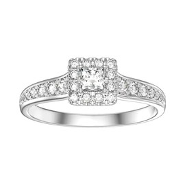 SISGEM 1.05ct Moissanite Engagement Ring for Her, S925 Sterling Silver Princess Cut Wedding Ring with Sapphire, Platinum Plated Moissanite Ring, for Women Engagement Wedding (Size R)