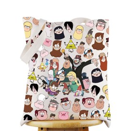 WZMPA Mabel & Dipper Twins Tote Bag Grunkle Stan Fans Gift Waddles Pig Shoulder Bag Mabel & Dipper Merchandise (Waddles Pig & Mabel TG)