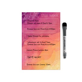 Dry Erase Weekly Calendar Planner Sticker Decal | Removable & Reusable | Magnetic Fine-Tip Marker Included (6 x 9 inches, Peony)