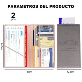 Soporte para Registro y Seguro de Automóvil, Organizador de Guantera para Documentos Tarjeta Vehículo, (Gris + Rosa)
