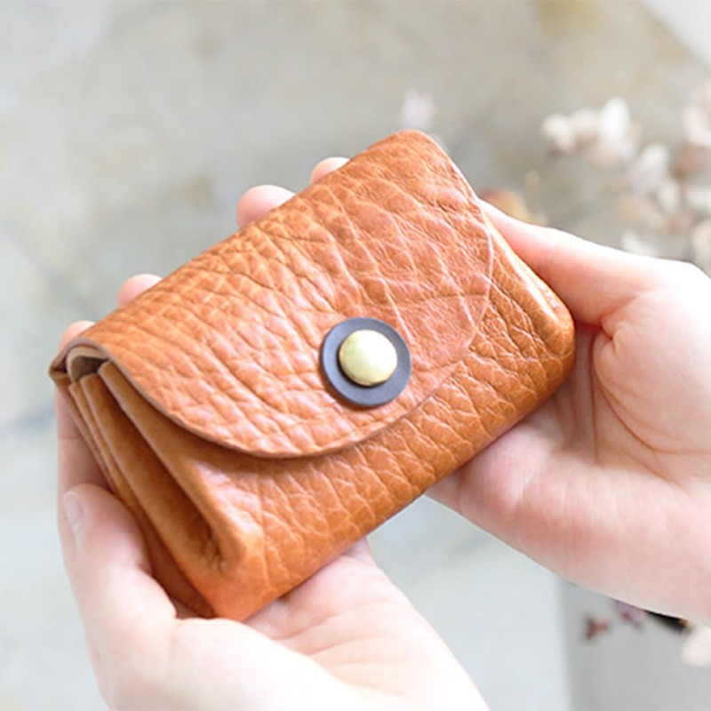 Polcoloso sokunou Women's Mini Wallet that Won't Break Bills, Camel