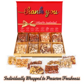 Luxurious Treats Gourmet Nuts Tray Thank You Gift Basket for Appreciation, Healthy Snack Box for Him, Her, Office Staff