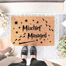 Funny Coir Doormat Magical Fantasy Front Door Mat Entryway Indoor and Outdoor Mat with Heavy Duty Front Porch Decor Welcome Mats for Entrance Way Decor Natural Coconut Thick Brown Mat 23.7x15.7 inch