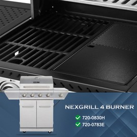 BBQ Grill Grate & Griddle Replacement Parts for Nexgrill 720-0830H, 720-0888N, 720-0888, 720-0888S, 720-0783E, Charbroil 463344015, 463449914, 463241113, 17 Inch Cast iron Cooking Grid Griddle Plate.