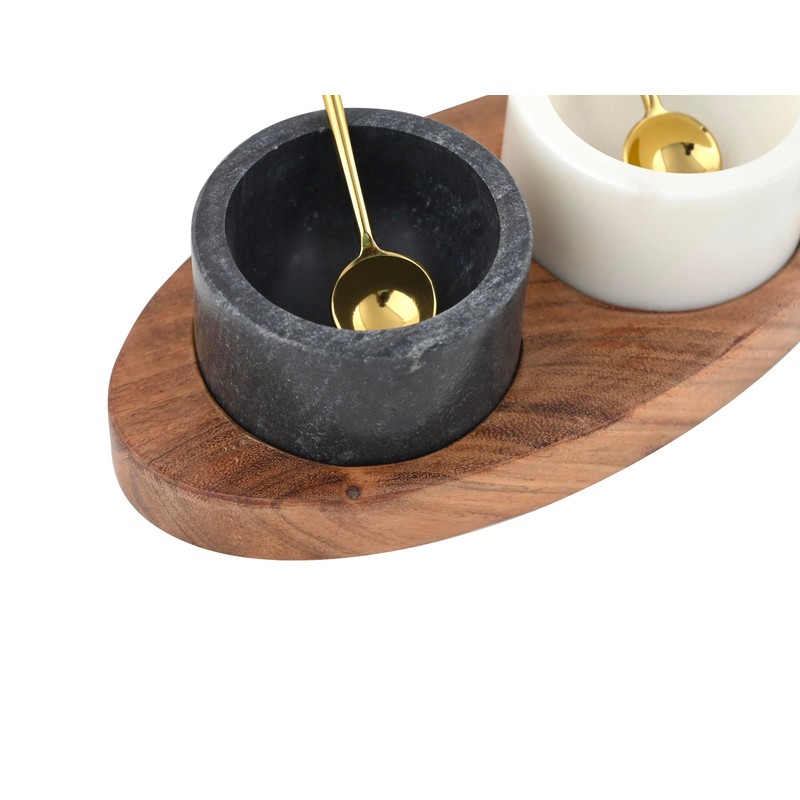 Cruiser’s Caché Marble Salt Cellars Set of 2 with Gold