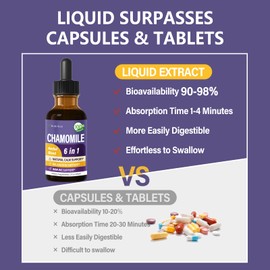 Eubrition Chamomile herb Extract Drops, Natural Calm Herbal Tincture Supplement w/Passion Flower, St. John's Wort, Lavender, Reishi, & Echinacea for Relaxation Support & Immune Support. 2oz