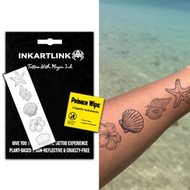 INKARTLINK Semi Permanent Tattoo,creative party ocean tattoo, exquisite and realistic design, interesting tattoo experience, cruelty-free, non-reflective, waterproof (Starfish, Scallop)