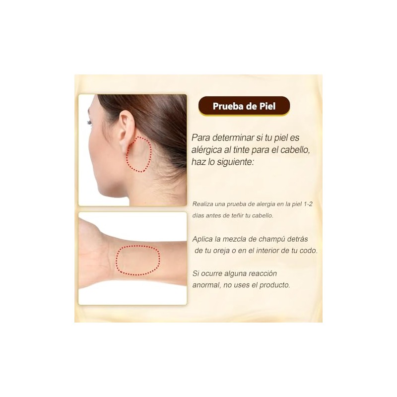 Chestnut Brown Hair Dye Shampoo 3 en 1, Champú Tinte