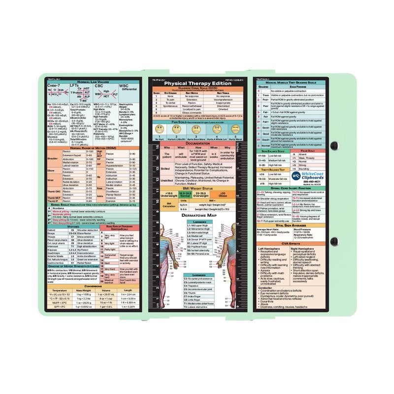 Whitecoat Clipboard® Trifold - Physical Therapy Edition (Mint, Trifold)