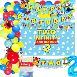 two infinity and beyond happy bday banner and two banner and backdrop