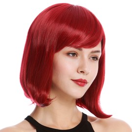 WIG ME UP - YZF-4366-M130M Women's Wig Short Shoulder Length Bob Longbob Fringe Straight Red Ruby Red