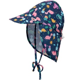 Baby Sun Hat UPF 50+ Uv Ray Sun Protection Infant Summer Swim Hat with Neck Flap Toddler Hats for Boys Girls Dinosaur