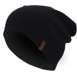 KNITDAY Men's Thin Slouchy Beanie Hats for Men and Women, Mens Slouch Baggy Soft Summer Winter Daily Beanie Hat Lightweight Unisex (Black)