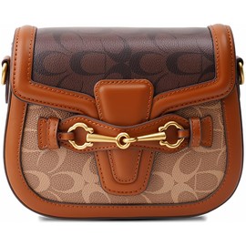 besaset Small Crossbody Bags for Women - Artificial Leather Purse Handbag - Fashion Design - Golden Buckle (COFFEE)