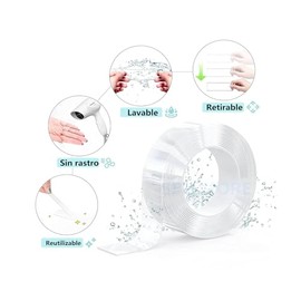 KoCaBo Reutilizable Nano Tape,3 Rollos*1M(Total 3M),Cinta Doble Cara Transparente,Cinta Nano Tape Lavable Sin Rastros,Cinta Doble Cara Extrafuerte Hes