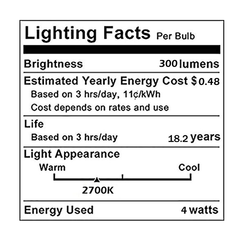 4W Half Chrome Light Bulbs Dimmable G45, Silver Tipped Mirror