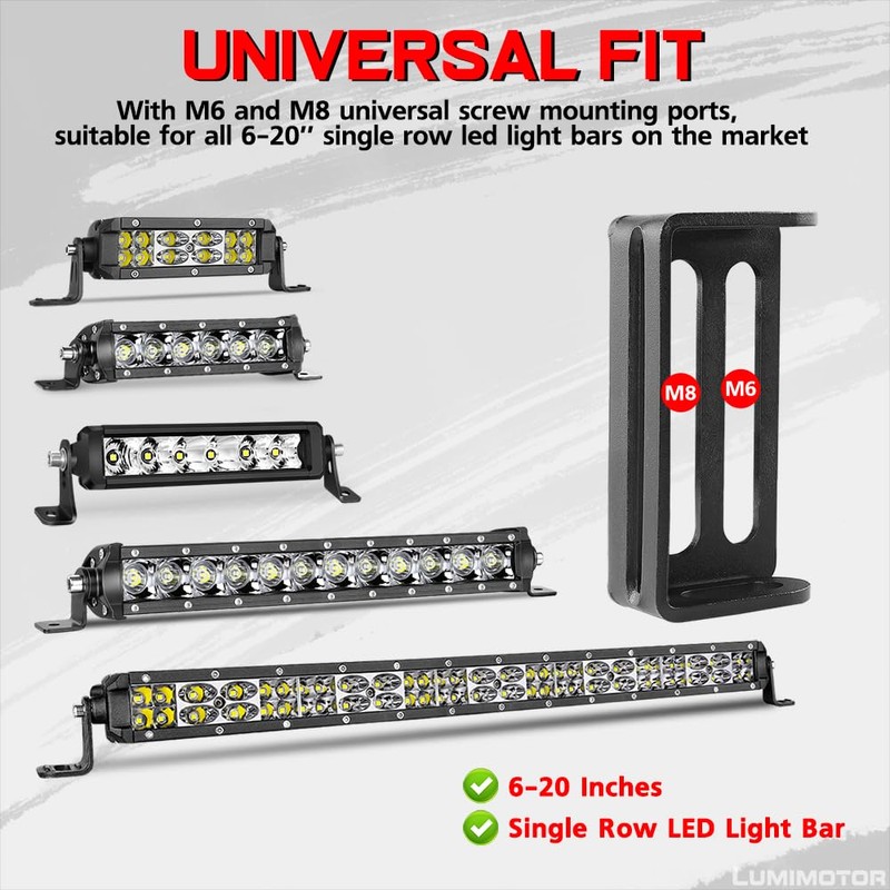 Lumimotor 6-30 Inch Single/Double Row LED Light Bar Front Hidden