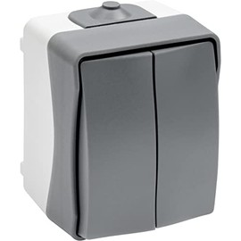 Meister Cave 7407070 Series Switch 1-Way Surface-Mounted IP44 Splash Protection for Wet Room and Outdoor Use up to Cable Cross Section 2.5 mm² Grey / Wet Room Light Switch