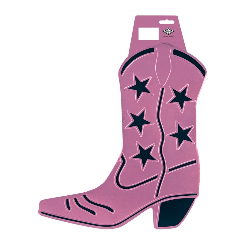 Beistle Foil Cowboy Boot Silhouette Pink