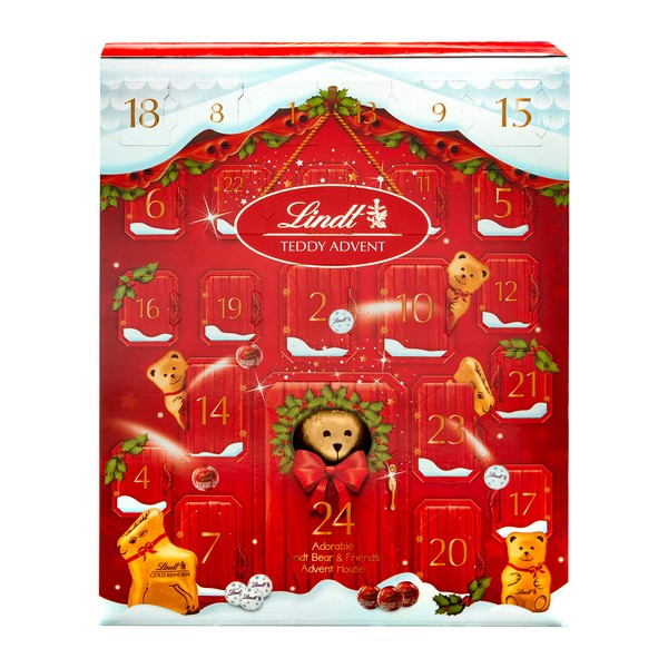 Lindt Teddy Adorable Milk Advent Calendar 250g - A selection of 24 finest Lindt Milk chocolates for a festive and magical countdown until Christmas