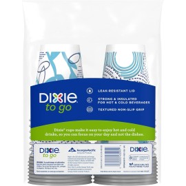 Dixie To Go Paper Coffee Cups With Lids, 12 oz, 14 ct, Disposable Insulated Pape