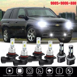 Unbranded For Chevy Trailblazer 2002-09 8000K Combo 9005 9006 880 LED Headlight Fog Bulbs