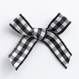 Black - 3cm Gingham Ribbon Bow - 100 Pack
