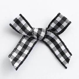 Black - 3cm Gingham Ribbon Bow - 100 Pack
