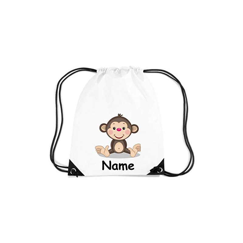 Children's Gym Bag Gym Bag Animal Motif Monkey with Name