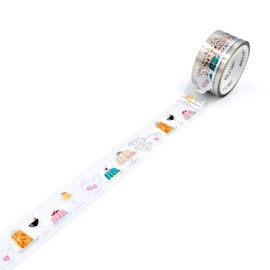World Craft Jelly KCT20-014 Masking Tape, Sparkly Clear Tape, Rainbow Aurora Foil, 0.8 inches (20 mm) Wide